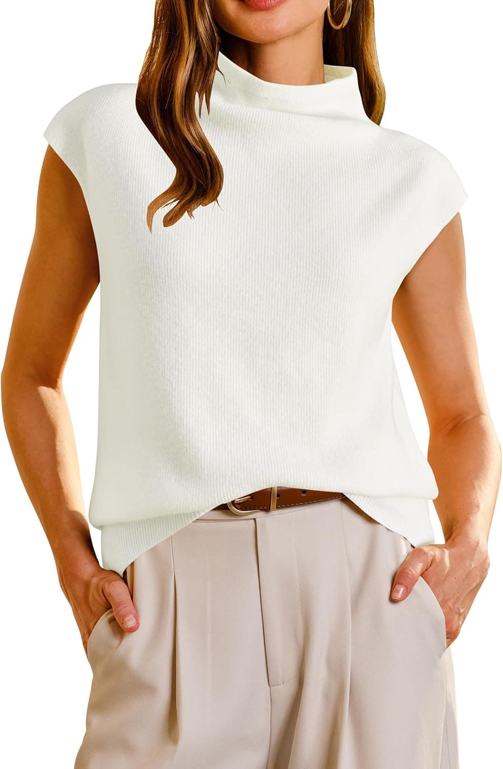 Arach&Cloz Wool Blend Mock Neck Sweater Vest - Image 1