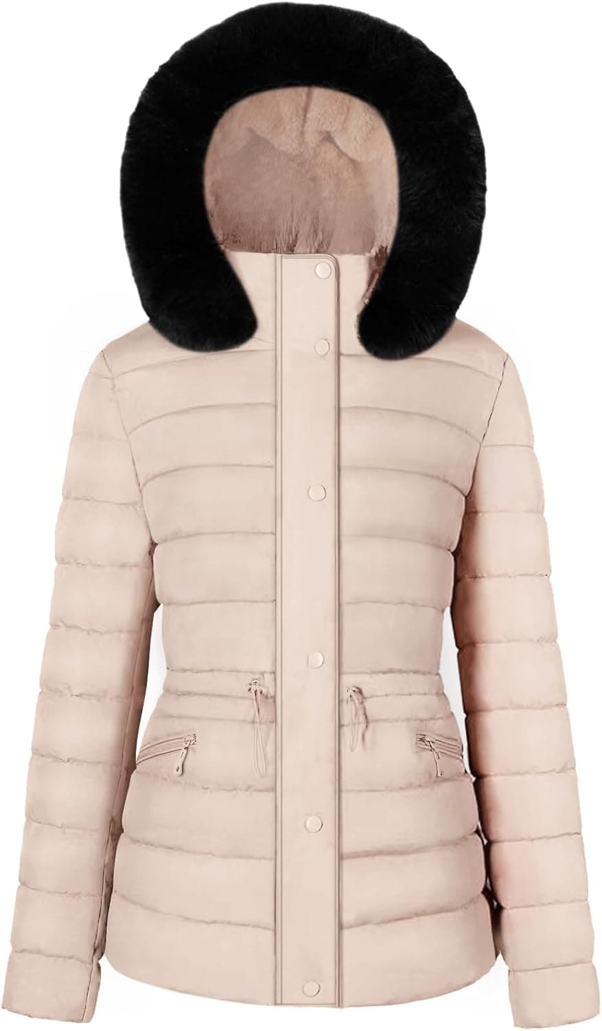 BodiLove Fleece-Lined Puffer Jacket with Detachable Fur Hood - Image 1