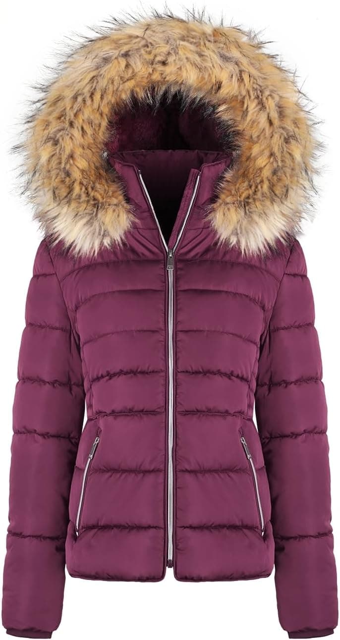 BodiLove Synthetic Down Puffer Jacket with Detachable Fur Hood - Image 1