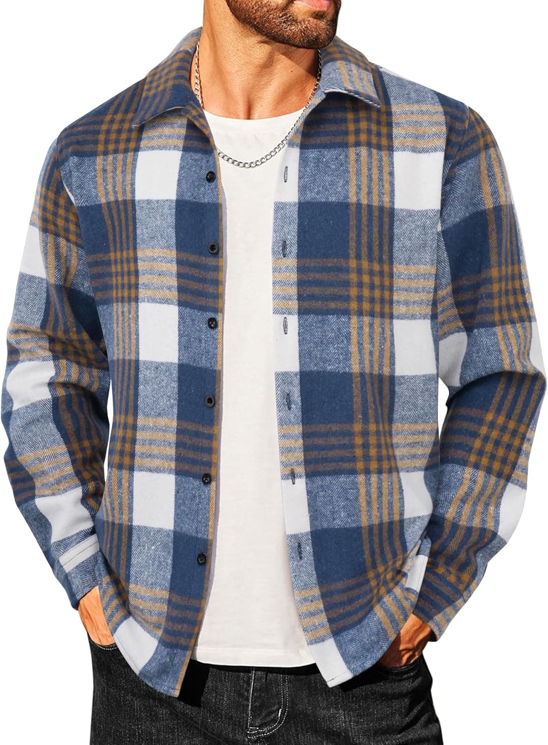 COOFANDY Heritage Plaid Flannel Shacket - Image 1