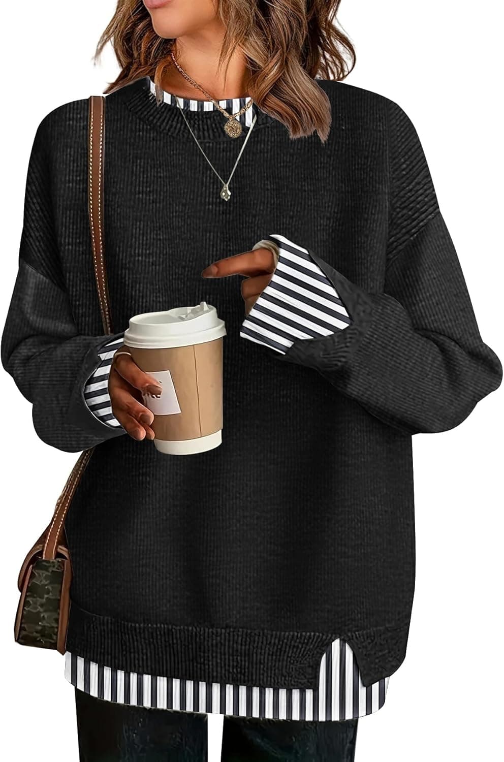 ETCYY Patchwork Knit Oversized Sweater - Image 1