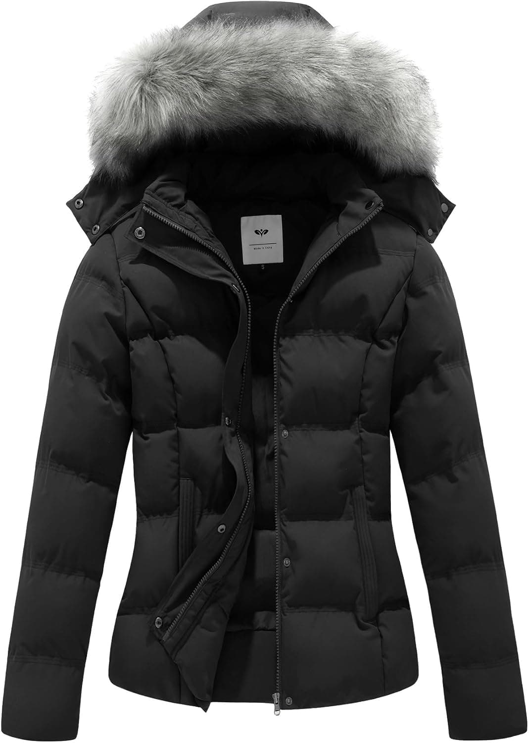 GGleaf Quilted Puffer Coat with Removable Fur Hood - Image 1