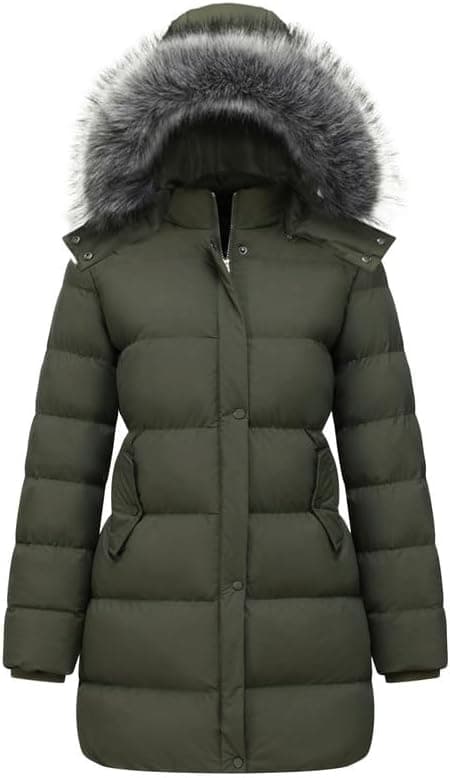 GGleaf Women's Winter Puffer Coat with Removable Fur Hood - Image 1