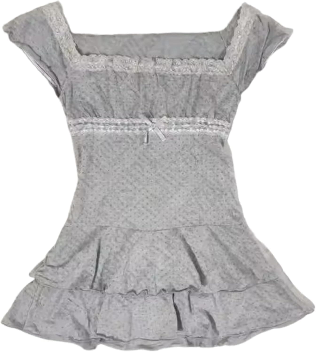 RICHTRUE Y2K Babydoll Lace Bow Top - Vintage Coquette Style - Image 1