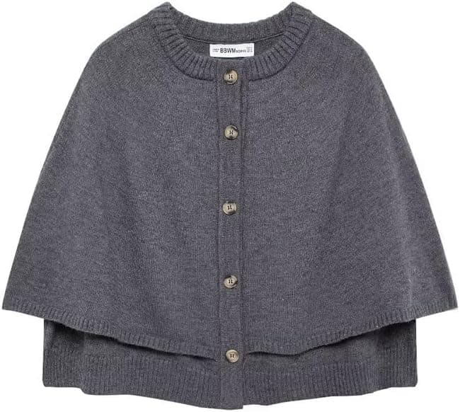 JOLILUNA Knit Cape Cardigan - Button-Up Cropped Design - Image 1