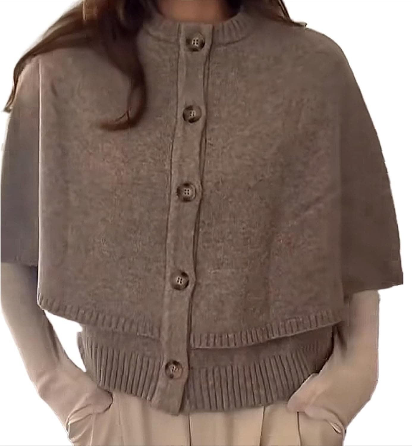 JOLILUNA Knit Cape Button-Up Cardigan - Image 1