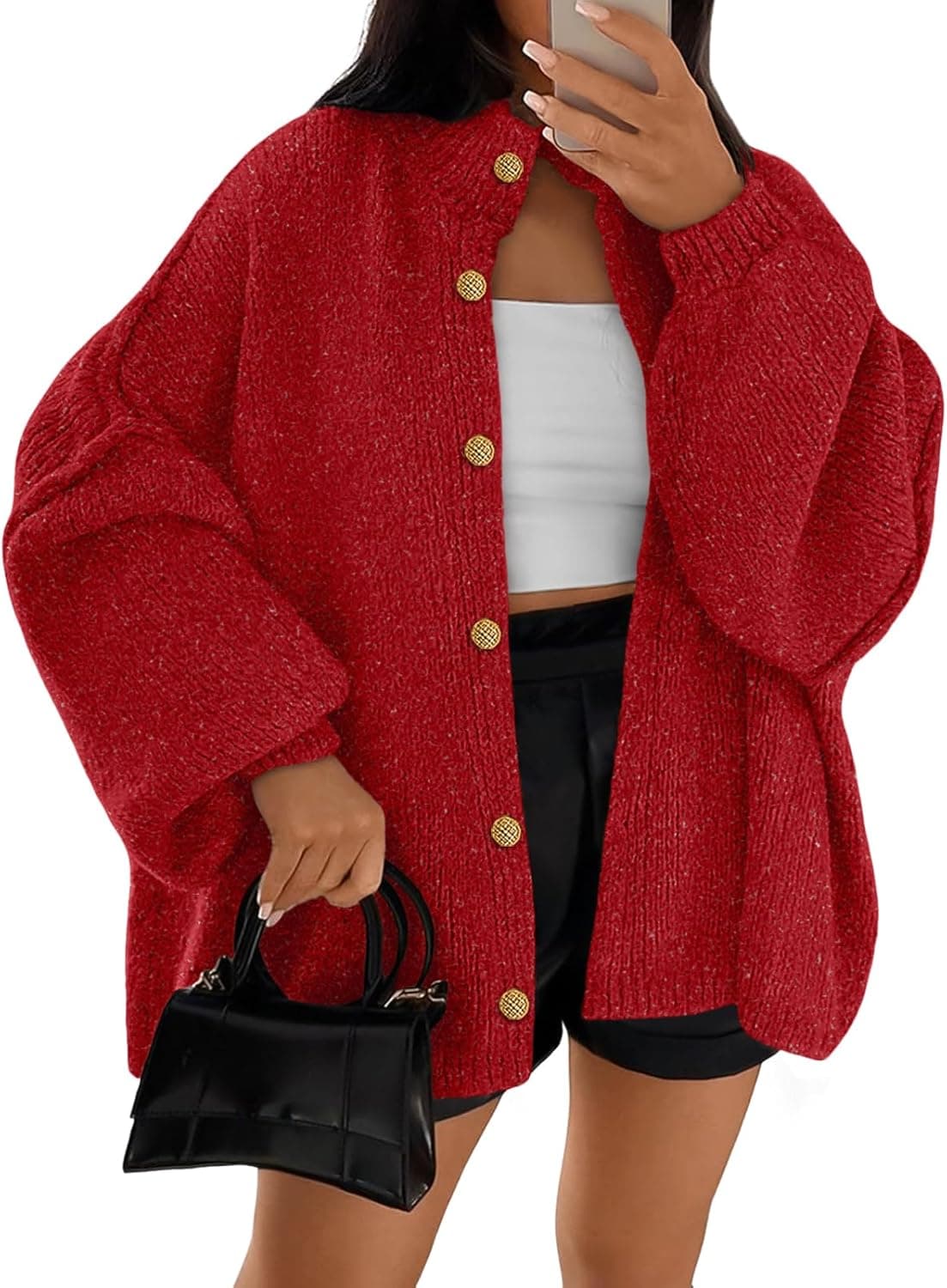 LILLUSORY Oversized Chunky Knit Button-Down Cardigan - Image 1