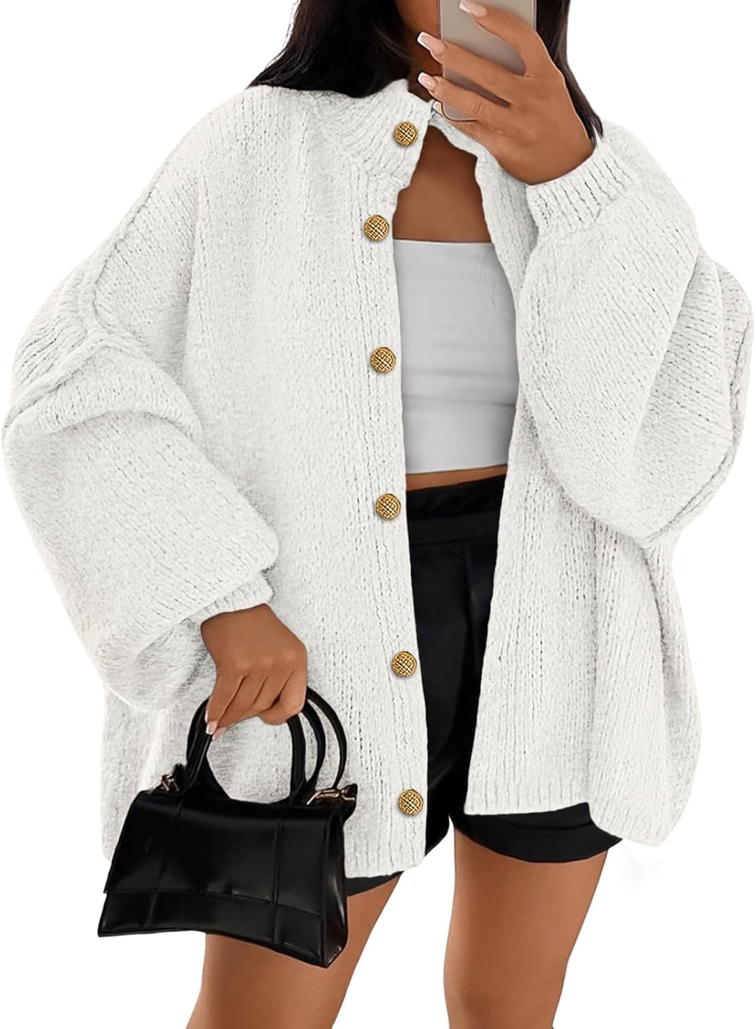 LILLUSORY Oversized Chunky Knit Button-Down Cardigan - Image 1