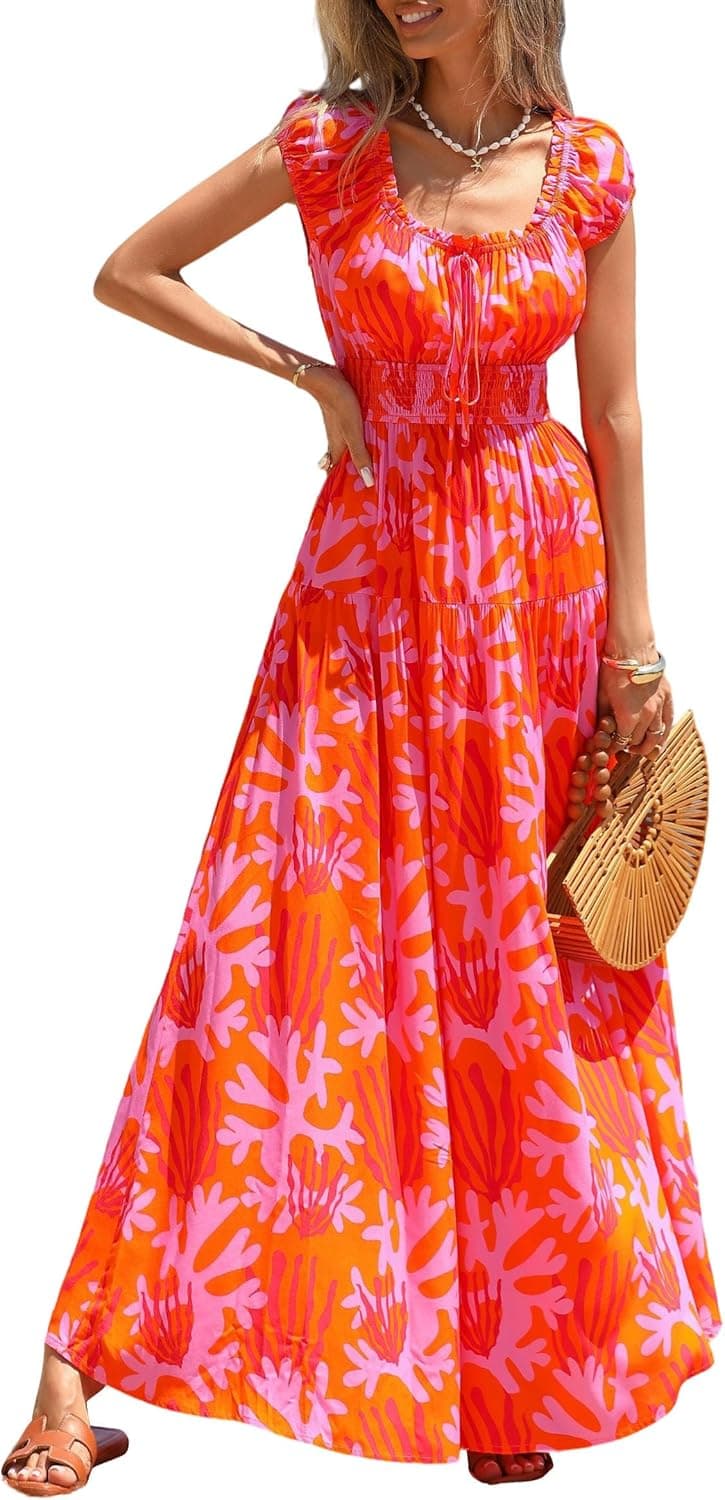 PRETTYGARDEN Bohemian Floral Maxi Dress - Flowing Summer Style - Image 1
