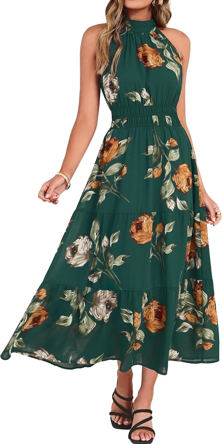 Simplee Halter Maxi Dress - Floral Boho Summer Style - Image 1