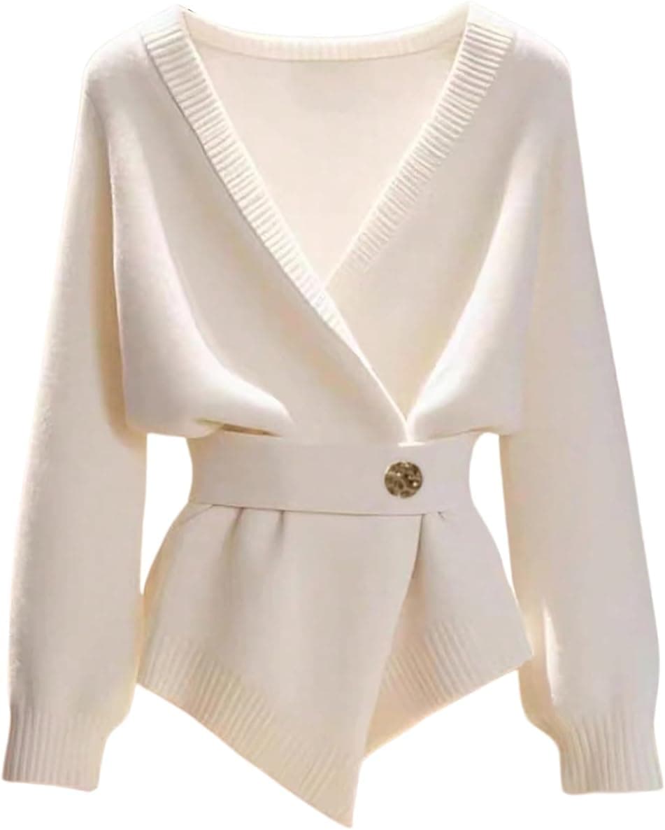 Verdusa Asymmetric Wrap Cardigan with Belt - Image 1