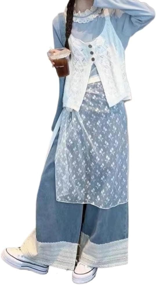 heyheyshine Layered Mesh Lace Wrap Skirt - Y2K Korean Streetwear - Image 1