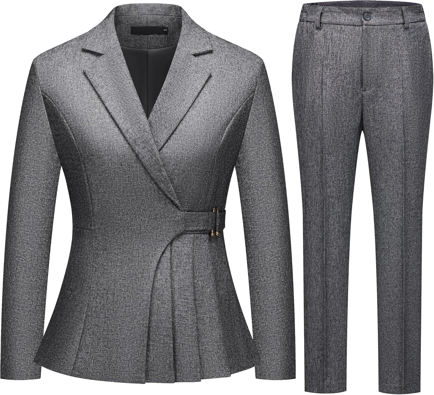 SUAURAIT Asymmetric Blazer & Trouser Suit - Professional Two-Piece Set - Image 1
