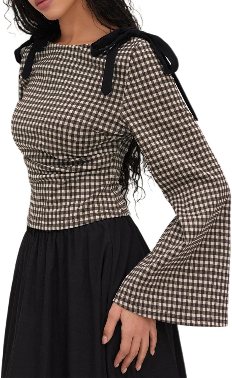 Thopavenoir Y2K Striped Pullover - Bow Plaid Coffee - Image 1