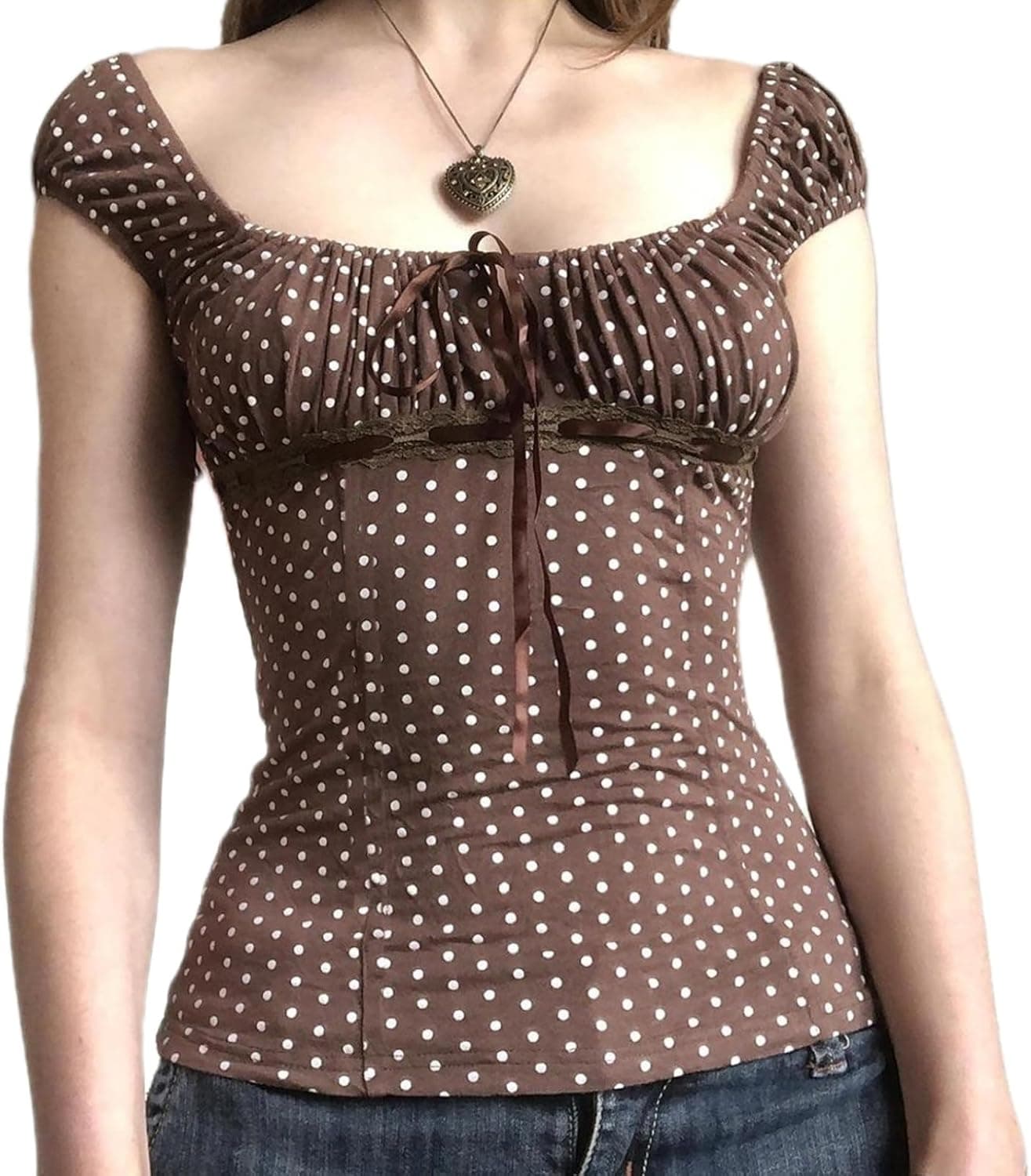 Tsultryofs Y2K Lace-Trim Crop Tee - Fairy Grunge Style - Image 1