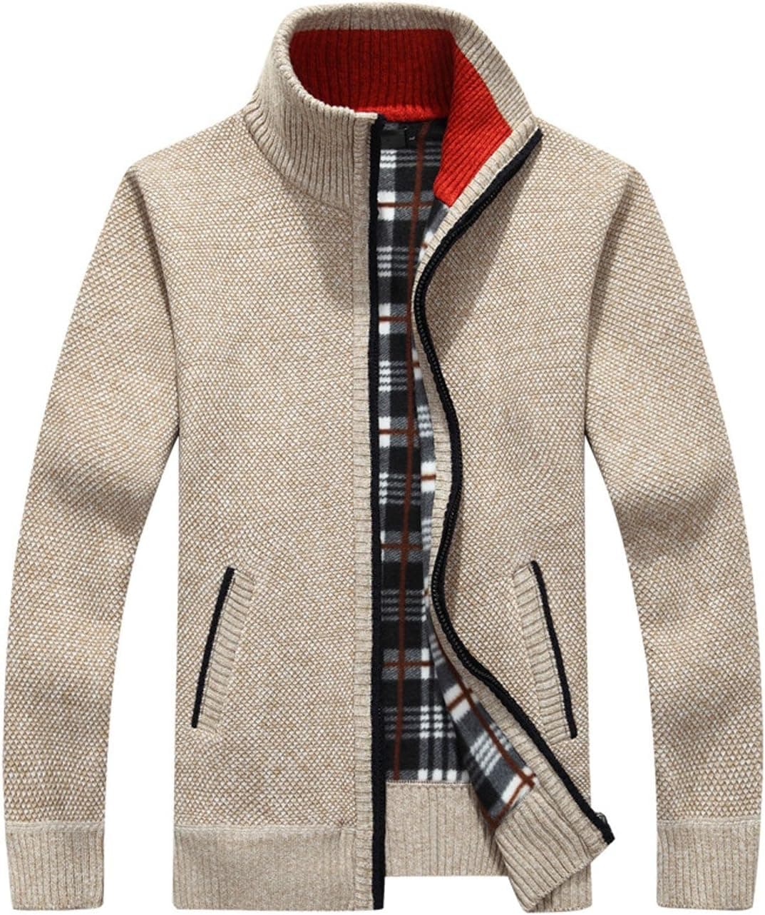 Yeokou Men's Full-Zip Knitted Cardigan with Pockets - Image 1